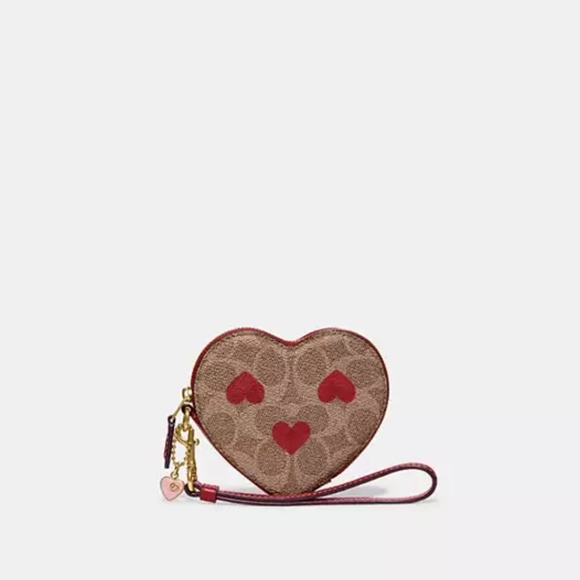 Coach Signature Coated Canvas with Heart Print Wristlet - Picture 1 of 6